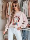 Bluza damska oversize z nadrukiem LALA VIBE różowa Dstreet BY1505