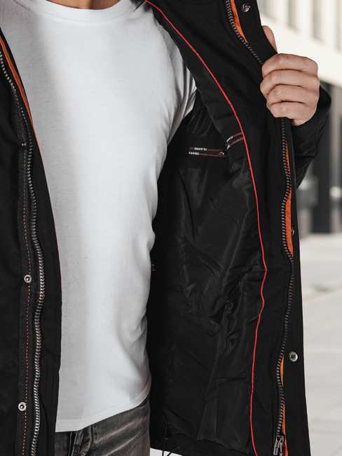 Kurtka męska zimowa z kapturem czarna Dstreet TX4992