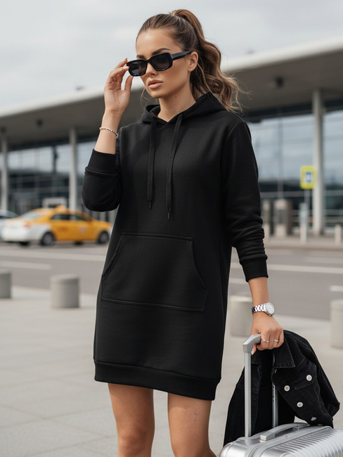 Bluza damska długa z kapturem oversize TIMMY czarna Dstreet EY1931