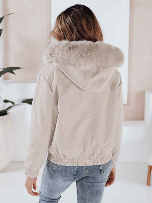 Kurtka damska zimowa VESSADA krótka z futerkiem jasnobeżowa Dstreet TY5062