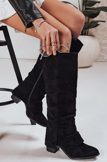 Kozaki damskie zamszowe czarne Dstreet ZY1316