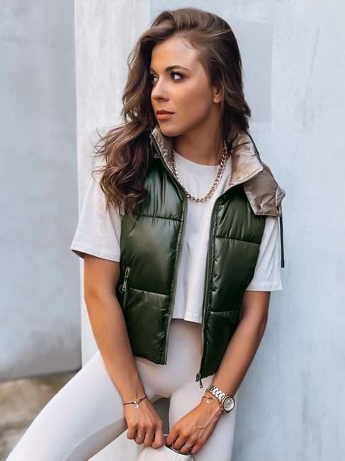 Kamizelka damska pikowana OSHE zielona Dstreet TY3704