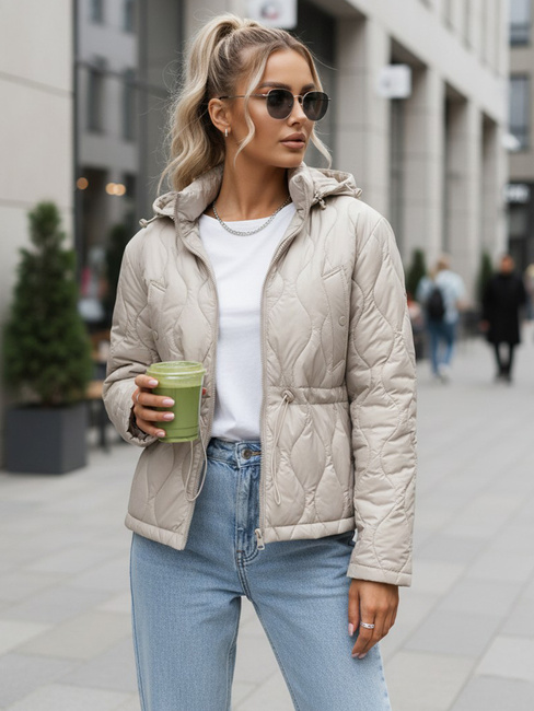 Kurtka damska  pikowana z kapturem jasnoszara Dstreet TY5535