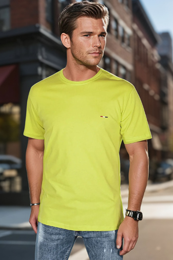 T-shirt męski z haftem żółty Dstreet RX5637