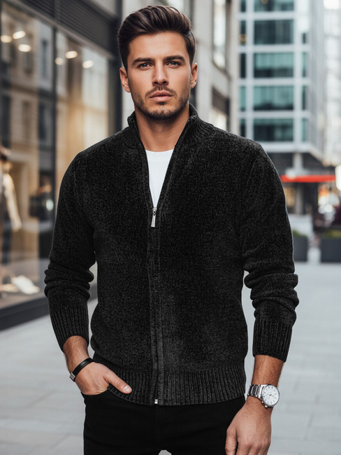 Sweter męski rozpinany czarny Dstreet WX2232