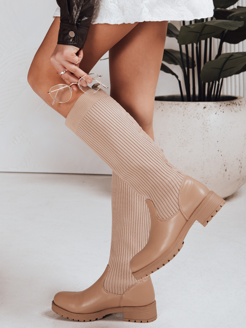 Kozaki damskie skarpetowe khaki Dstreet ZY1308