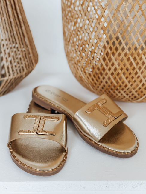 Klapki damskie GOLDISH złote Dstreet ZY0941