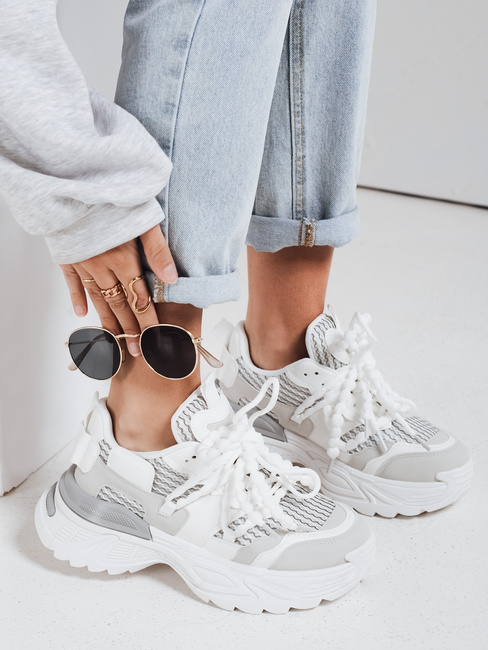 Sneakersy damskie na wysokiej platformie BEASTAR białe Dstreet ZY0830