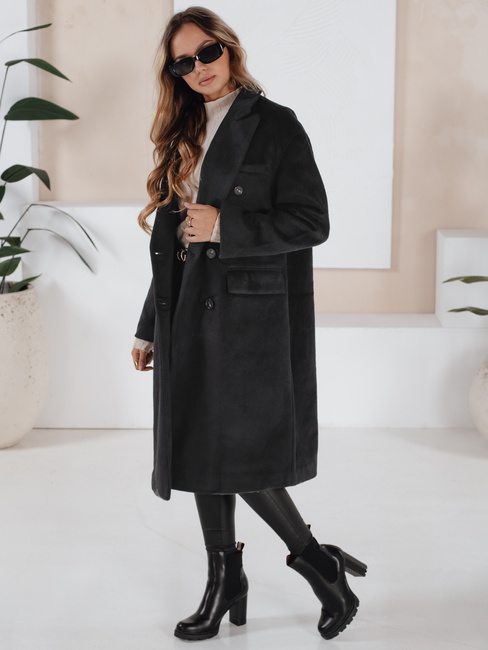 Płaszcz zimowy damski długi oversize czarny Dstreet NY0765