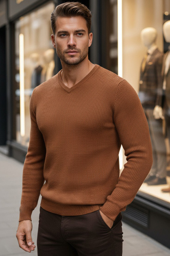 Sweter męski kamelowy Dstreet WX2290