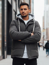 Kurtka męska zimowa pikowana z kapturem ciemnoszara Dstreet TX5103