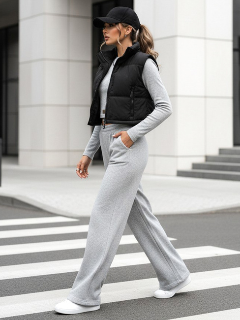 Komplet damski spodnie wide leg i crop top ASTRAL ALLURE szary Dstreet AY0904