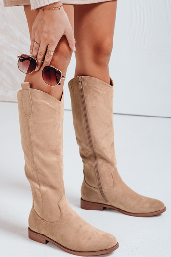 Kowbojki damskie zamszowe beżowe Dstreet ZY1109