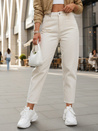 Jeansy damskie mom fit z wysokim stanem jasny beż Dstreet UY2860