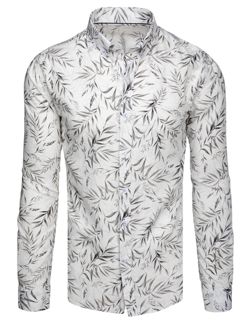 Koszula męska w liście biała Dstreet DX2638