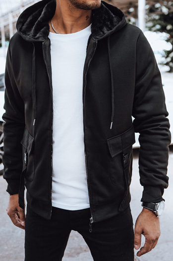 Ocieplana bluza męska rozpinana czarna Dstreet BX5623