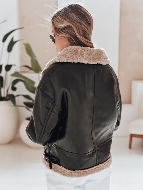 Kurtka skórzana damska z kożuchem SHEREB czarna Dstreet TY4756