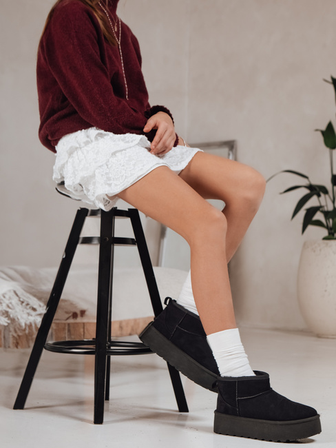 Śniegowce damskie zamszowe czarne Dstreet ZY1283