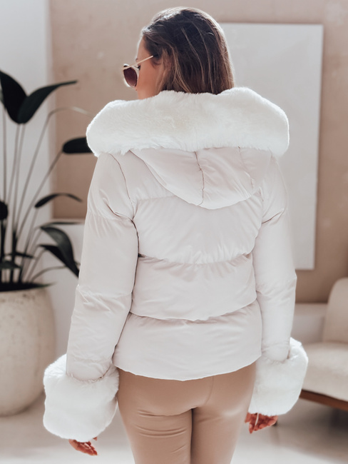 Kurtka damska zimowa YOUWARM krótka pikowana z futerkiem biała Dstreet TY5007