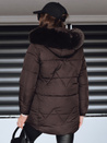 Kurtka damska zimowa pikowana z kapturem brązowa Dstreet TY5326