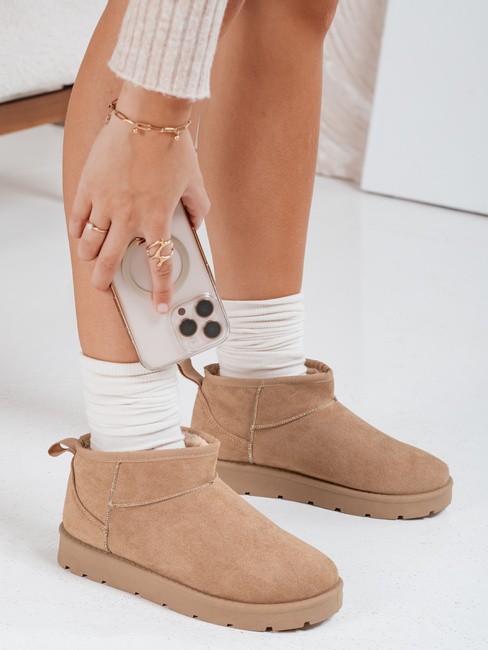 Śniegowce damskie na platformie beżowe Dstreet ZY1075