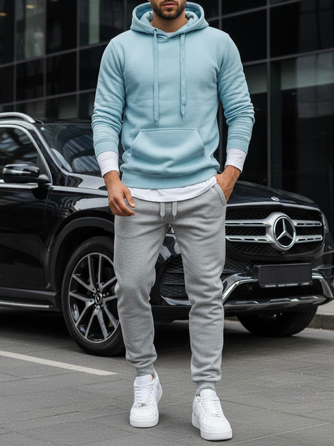 Bluza męska z kapturem błękitna Dstreet BX5107