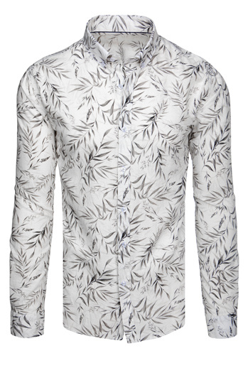 Koszula męska w liście biała Dstreet DX2638