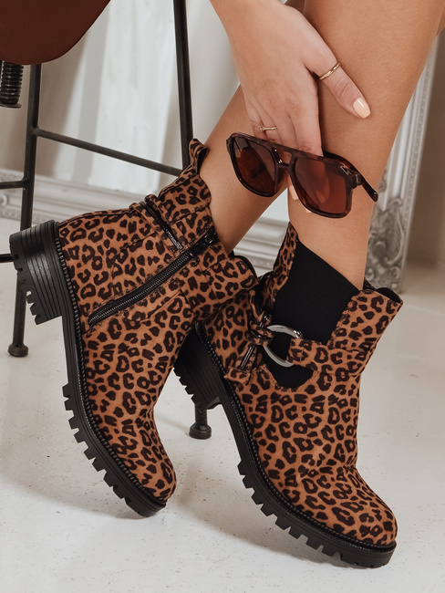 Botki damskie zamszowe w panterkę Dstreet ZY1261