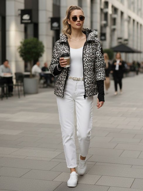 Kurtka damska przejściowa w panterkę biała Dstreet TY5548