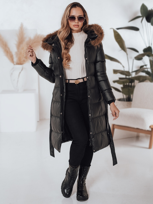 Kurtka zimowa damska pikowana z futerkiem STYLEBELLA czarna Dstreet TY5010