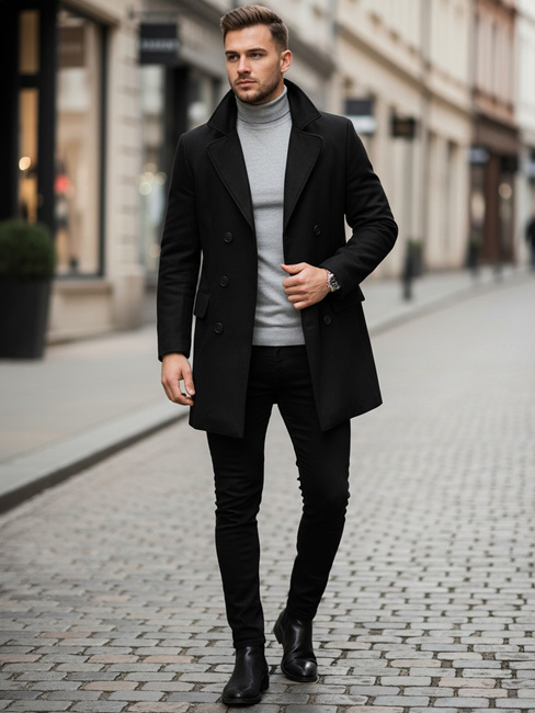 Płaszcz męski czarny Dstreet CX0434