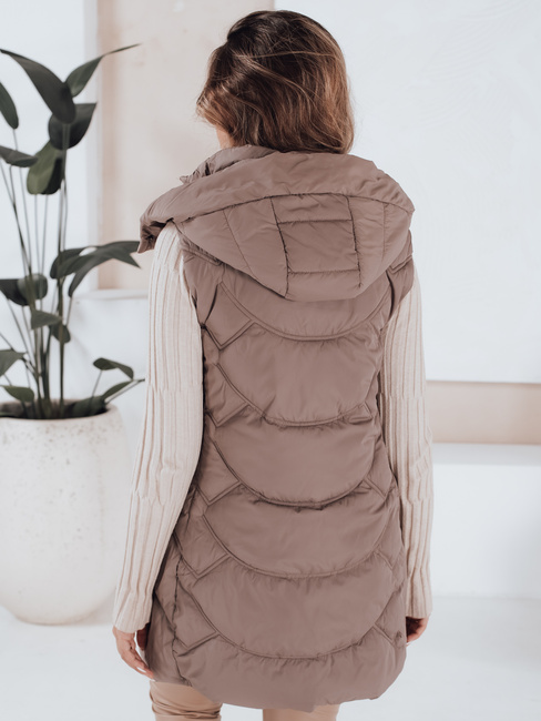 Kamizelka damska ocieplana pikowana latte Dstreet TY5104