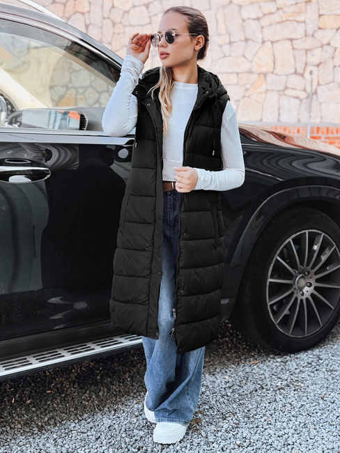 Kamizelka damska długa pikowana czarna Dstreet TY5267