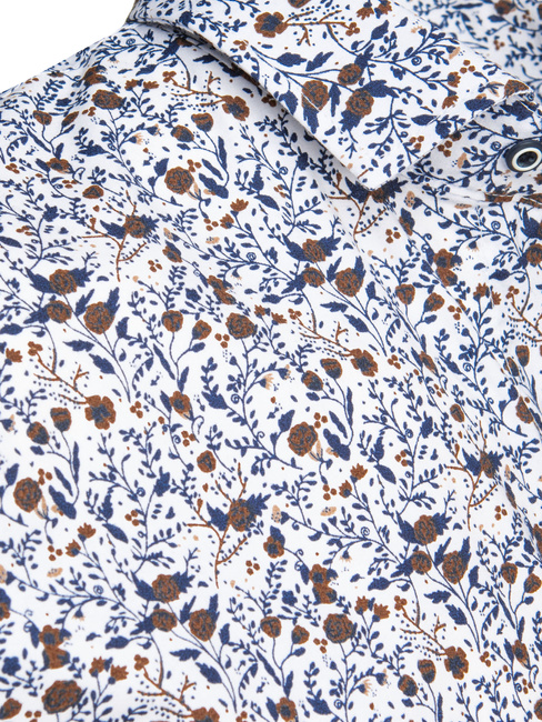 Koszula męska we wzory z krótkim rękawem biała Dstreet KX1075