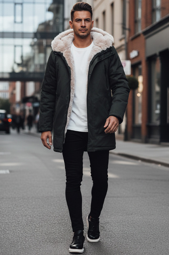 Kurtka zimowa męska parka z kapturem zielona Dstreet TX4966z