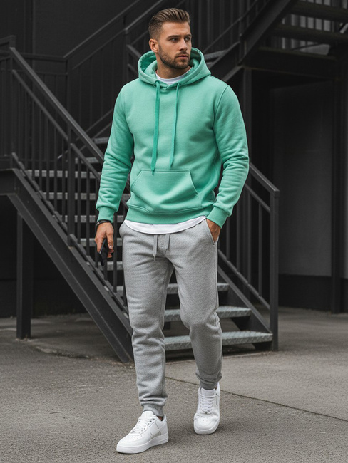 Bluza męska z kapturem miętowa Dstreet BX4946