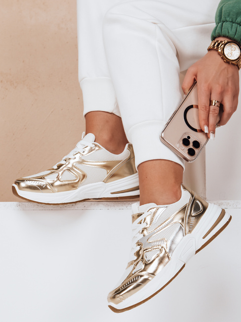 Sneakersy damskie na płaskiej podeszwie ROYALFIT złote Dstreet ZY0618
