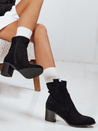 Botki damskie zamszowe na obcasie czarne Dstreet ZY1221