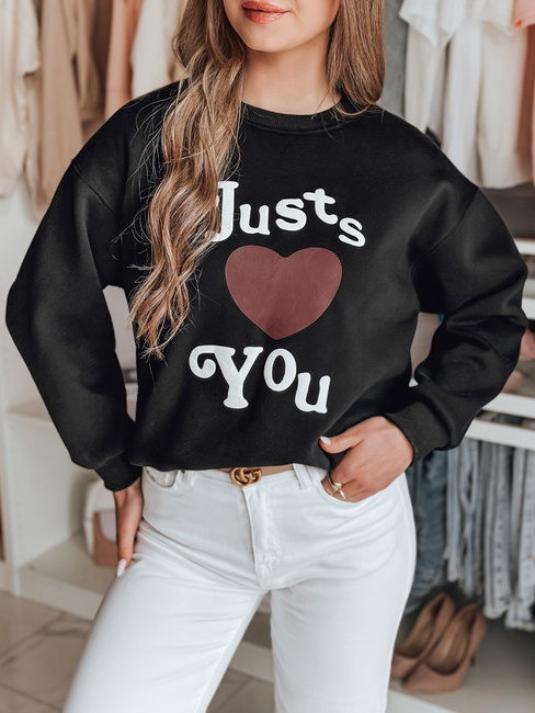 Bluza damska oversize z nadrukiem JUST LOVE YOU czarna Dstreet BY1472