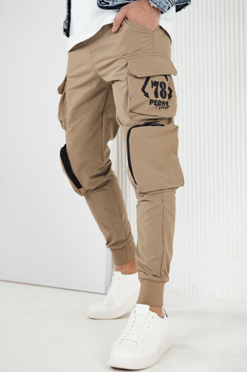 Spodnie męskie bojówki beżowe Dstreet UX4166