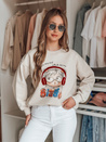 Bluza damska oversize z nadrukiem LALA VIBE beżowa Dstreet BY1506