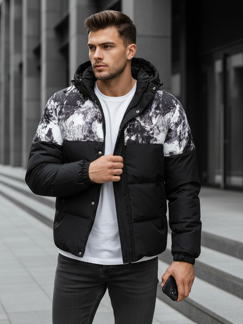Kurtka męska zimowa z kapturem czarna Dstreet TX5132