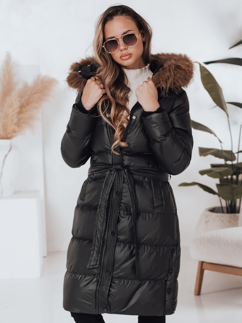 Kurtka zimowa damska pikowana z futerkiem STYLEBELLA czarna Dstreet TY5010
