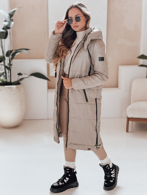 Kurtka damska przejściowa ORVITA pikowana z kapturem beżowa Dstreet TY5026