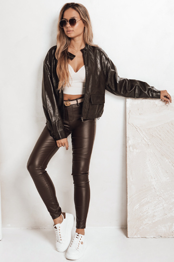 Spodnie rurki z ekoskóry brązowe Dstreet UY2758