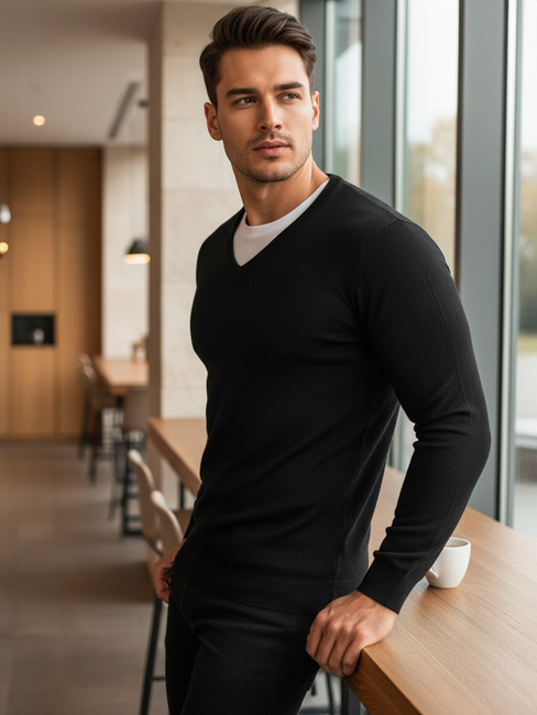 Sweter męski czarny Dstreet WX1883