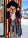 Parka damska zimowa TRENDNEL dwustronna z kapturem granatowa Dstreet TY4590