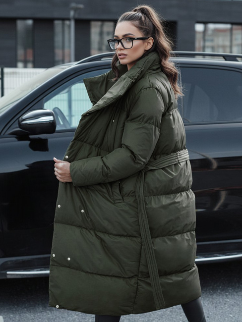 Płaszcz zimowy damski długi pikowany FAVI zielony Dstreet TY4576
