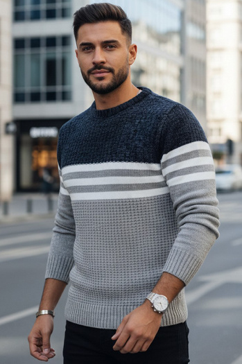 Sweter męski w paski szary Dstreet WX2230