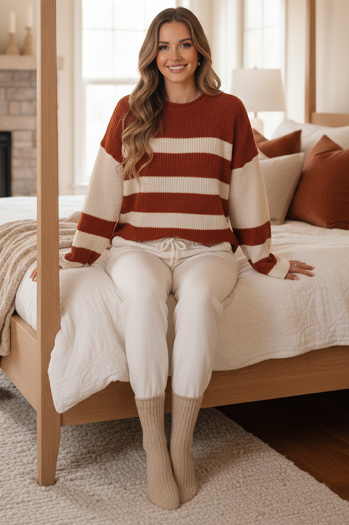 Sweter damski LINEZZA rudo-biały Dstreet MY2384